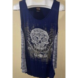 Women’s Harley Davidson Navy Tank Size 2XL Metal In Motion Biker Motorcycle B